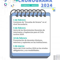 Educación difundió parte de la agenda prevista para febrero y marzo de 2024