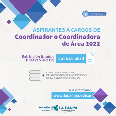 Concurso de Ascenso: Exhibición de listados de aspirantes para Coordinador o Coordinadora de Área